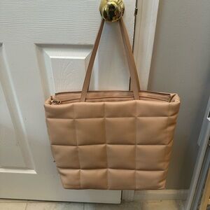 a new day Beige Quilted Tote Bag
